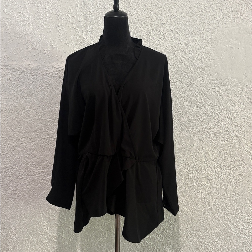 Eloquii Long Sleeve Wrap Sheer Top Size 16 Plus Size